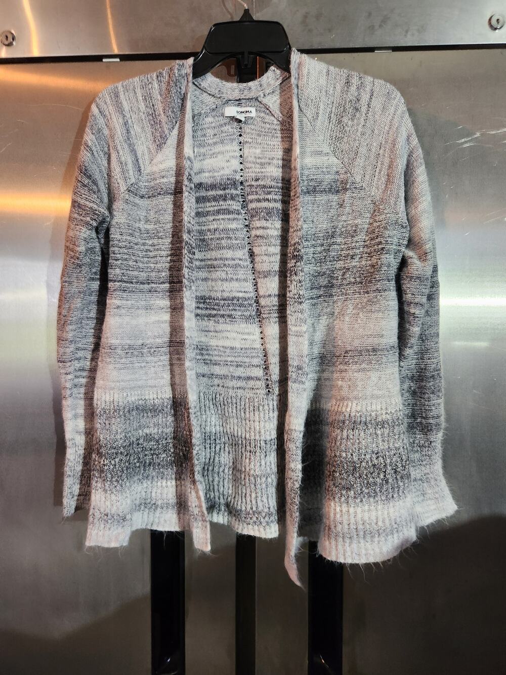 Sonoma Goods For Life Cardigan Sweater Women's Size Medium Gray Tweed